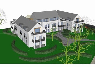 <h2>Wellen</h2>
<p>Volumestudie integratie appartementen in groengebied aan de rand van een parkgebied.</p>