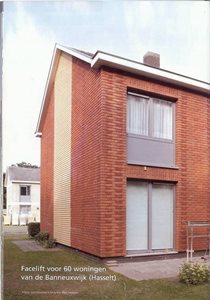<h2>Hasselt</h2>
<p>Gevel- en dakrenovatie van woningen <small>(eerste grote energierenovatie met gevelisolatie en baksteenstrips in Vlaanderen)</small></p>